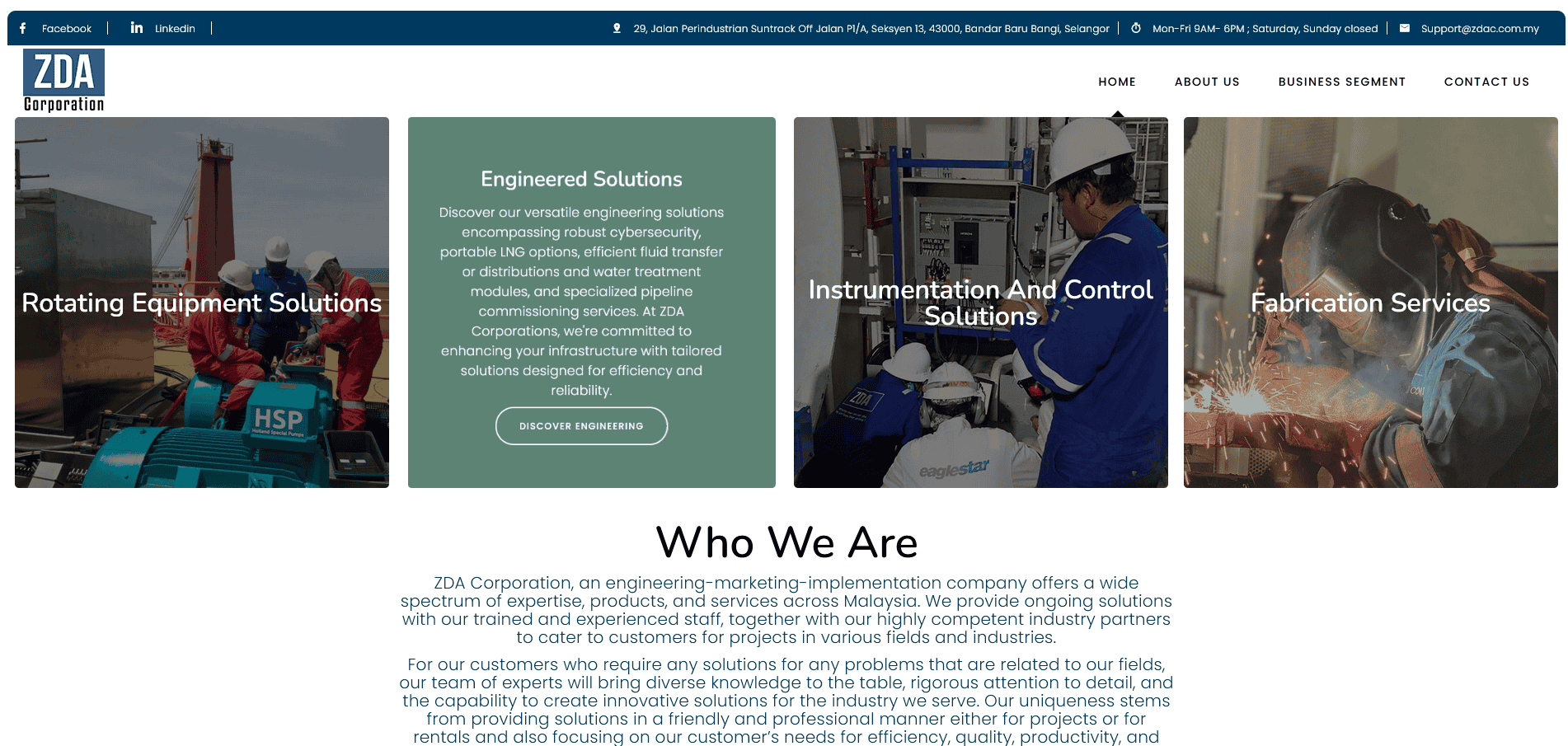 ZDA Corporation Website Screenshot